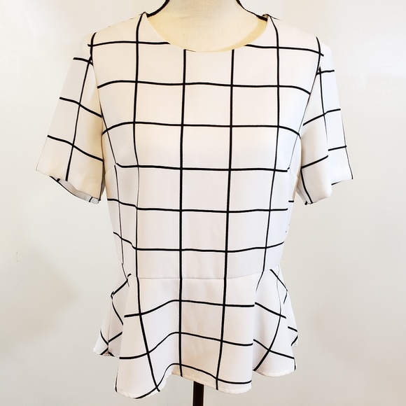 Banana Republic Factory Tops - Banana Republic Windowpane Peplum Blouse Medium